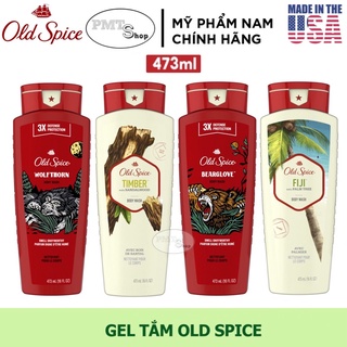 Sữa tắm nam Gel Old Spice 473ml Timber | Bearglove | Fiji | Wolfthorn | Pure Sport | Tắm gội 2in1 532ml