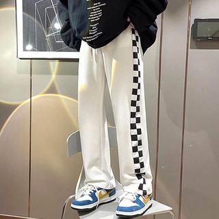 Quần jogger nam nữ unisex họa tiết caro, quần ống rộng phong cách thể thao dây rút điều chỉnh mặc suông &amp; bo gấu. VL1
