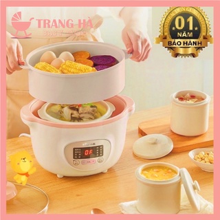 (BẢN QUỐC TẾ) Nồi Nấu Cháo Chậm Đa Năng Bear 1,6L, Nồi Ninh Hầm, Hấp Cách Thủy Tự động Hẹn Giờ Thông Minh