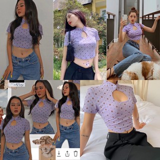Áo kiểu Lina Top thiết kế khoét ngực - áo croptop bo hình giọt nước nhấn eo thon gọn