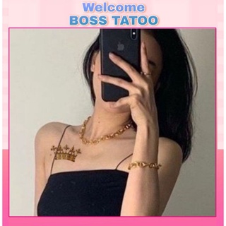 Hình xăm vương miện p09. Xăm dán tatoo mini tạm thời, size <10x6cm