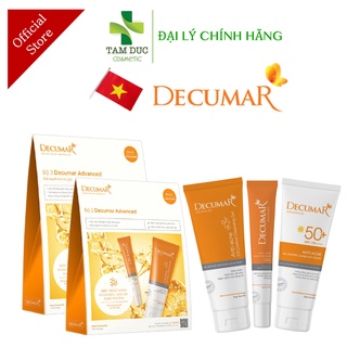 Combo Decumar Advanced gồm 1 Gel ngừa mụn, 01 Gel rửa mặt, 01 kem chống nắng giành cho da mụn hoàn toàn mới