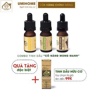 Combo 3 loại Tinh Dầu UMIHOME gồm Ngọc Lan Tây, Hoắc Hương, Quế (10mlx3) hữu cơ nguyên chất