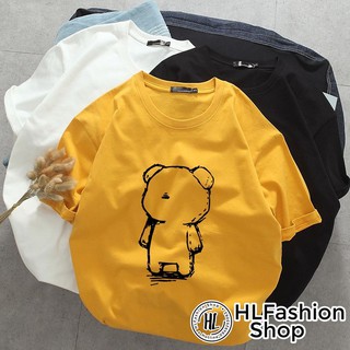 Áo thun tay lỡ form rộng Gấu Teddy dễ thương, áo phông form rộng size HLFashion