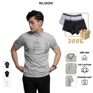 Áo polo nam slimfit BLOOK vải thun mềm, in nhiệt , cotton co giãn 35019 ( HÌNH THẬT )