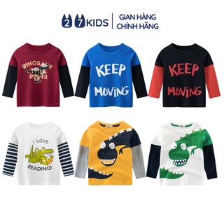 Áo thun dài tay bé trai 27Kids áo thu đông nam 100% Cotton cho trẻ từ 2-10 tuổi BLTS5