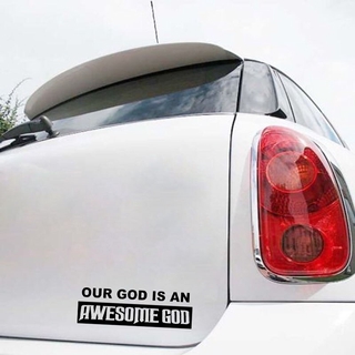 Miếng sticker "Our God Is An Awesome God" dán ô tô kích thước 15.8cm x 5cm