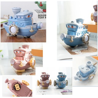 Đồ Chơi Tàu Thuỷ Phun Khói Di Động Có Đèn Nhạc Phun Sương Thả Khói Chạy Pin Dành Cho Bé