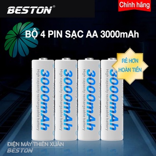 Pin Sạc AA Beston 3000mAh Vỉ 4 Pin Cho Micro Karaoke loa, đồ chơi trẻ em, đồng hồ treo tường