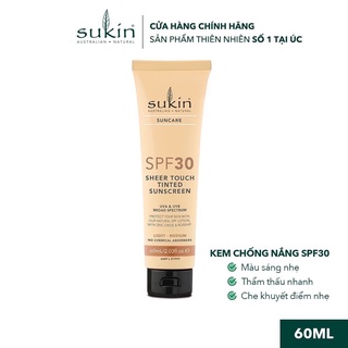 Kem Chống Nắng SPF30 Sukin Suncare SPF 30 Sheer Touch Tinted Sunscreen Light - Medium 60ml
