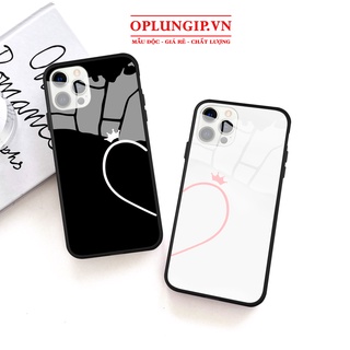 Ốp iphone kính hình trái tim đôi cho iphone 13 12 pro max mini 11 14 pro max plus x r xs max 7 8 plus 6 s plus se 2020