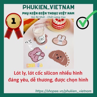 Lót Ly Cốc Chống Trượt Cao Su Hình và Thỏ Gấu Dễ Thương