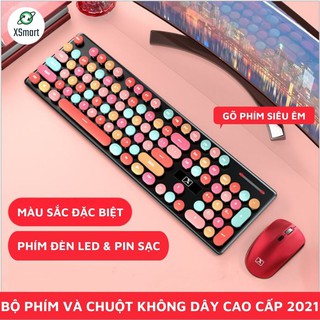 Bộ Bàn Phím Và Chuột Không Dây PIN Sạc N620 Candy Hồng Nhiều Màu Sắc, Dùng Cho Máy Tính, Laptop, PC