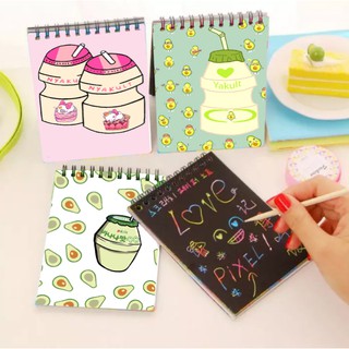 Sổ cào vẽ yakult giấy đen SC26 14cm *10 cm sổ cào cute dễ thương