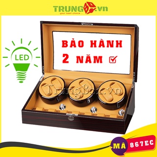 Hộp Đựng Đồng Hồ Cơ 6 Xoay 7 Tĩnh Vỏ Gỗ Sơn Mài - Mã 867EC