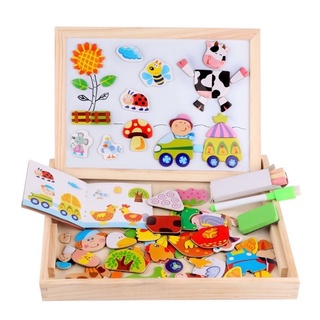 Bộ ghép hình bằng gỗ nam châ cho bé - Đồ chơi phát triển trí tuệ - An toàn cho bé