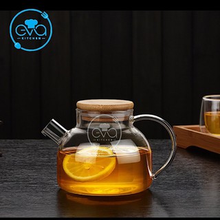 Bình Pha Trà Thuỷ Tinh Chịu Nhiệt Lưới Lọc Lò Xo Kèm Nắp Gỗ 500 Ml