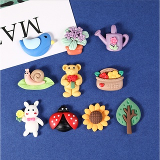 Charm gấu nâu thỏ trắng ôm hoa, chim tweet, giỏ hoa, bọ dừa dễ thương trang trí bình nước, kẹp tóc, vỏ ốp điện thoại