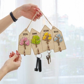 Bảng gỗ treo bốn mùa xuân hạ thu đông trang trí gia đình
