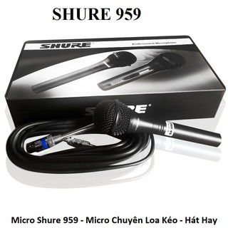 Micro Có Dây Karaoke SHURE SM-959 Full Box Tặng Kèm Bao Da - Mic Có Dây Cắm Loa Kẹo Kéo Siêu Hay
