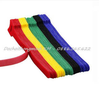 Dây buộc cáp, buộc gọn dây điện, dây Velcro 2 mặt dán dính chữ T size lớn dài 25cm