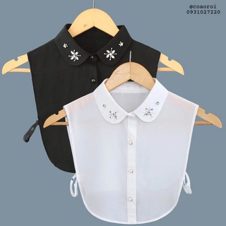Cổ áo rời đính đá vải voan - Mã CD14  Lemon
