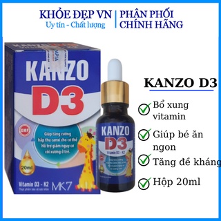 Kanzo D3 bổ sung Vitamin D3 , K2, MK7 giúp hấp thu canxi hiệu quả, cải thiện mật độ xương, giúp cho hệ xương