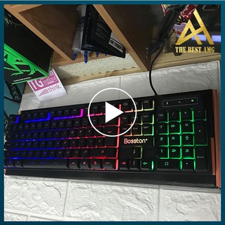 Bàn Phím Máy Tính Gaming Keycap Xuyên Led BOSSTON K803 Bàn Phím Giả Cơ Laptop Có Dây Keyboard Chơi Game