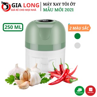 Máy Xay Mini Tỏi Ớt Cầm Tay 250ml, Máy Xay Thực Phẩm, Rau Củ Sử Dụng Cổng Sạc USB Mẫu Mới 2021 Tiện Lợi