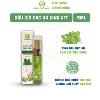 Dầu Gió Bạc Hà Nguyên Chất The Moshav Farm Thông Mũi Giảm Say Tàu Xe Chai Xịt 5ml