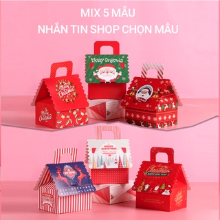 [Combo 5 Hộp] Hộp đựng quà tặng Giáng Sinh Noel Cao Cấp - Mẫu Noel 2022 có tay cầm (14*12*10cm)