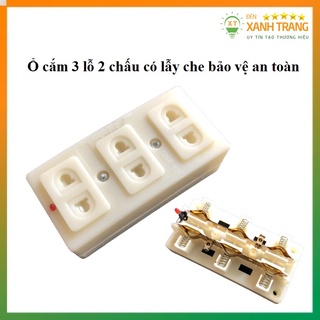Ổ cắm trắng rời 2 lỗ, 3 lỗ cắm chịu tải, có đèn báo điện an toàn, có lẫy che bảo vệ