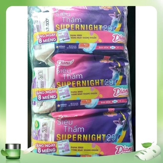 Lốc 6 Băng Vệ Sinh Diana Ban Đêm Siêu Thấm 29cm, 4 Miếng Super Night 29cm