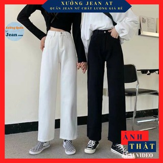 Quần Jean Ống Rộng Nữ Dáng Suông Chất Bò FORM BASIC 2 Màu Trắng Và Đen 522