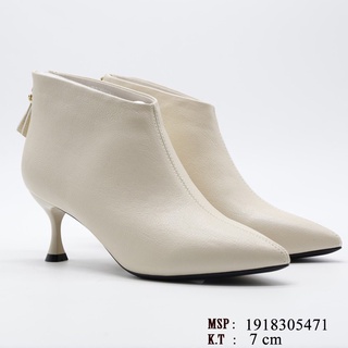 Giày Boot Nữ da màu trắng ngà lịch thiệp trẻ trung, chính hãng Exull Mode 1918305471