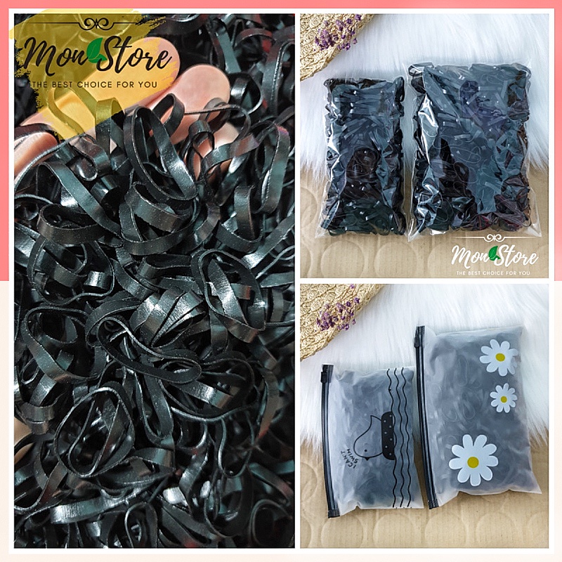[MUA 1 TẶNG 1] Thun cột tóc MÀU ĐEN đa năng loại tốt, size to