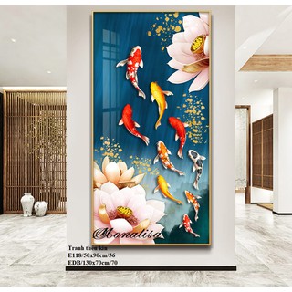 TRANH THÊU CÁ CƯU NGƯ E118 (50X90) EDB (130X70)