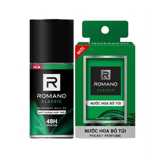 Combo Nước hoa bỏ túi Romano Classic 18ml Và lăn khử mùi Romano Classic 50ml