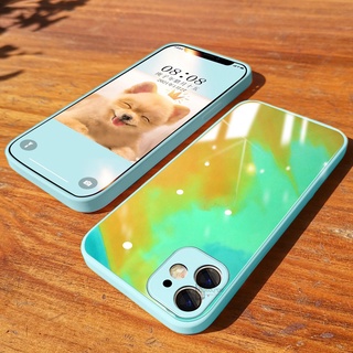 Ốp điện thoại kính cường lực silicon chống sốc màu nước cho iPhone 12 Pro Max 12 Mini