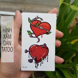Hình xăm trái tim rỉ máu p13. Xăm dán tatoo mini tạm thời, size <10x6cm
