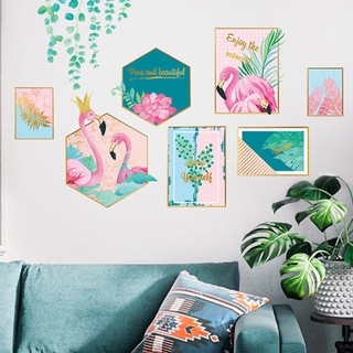 Tranh decal dán tường KHUNG ẢNH HẠC HỒNG MỚI trang trí phòng khách- Decal dán tường