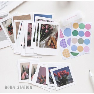 Bộ 63 chi tiết : lomo, sticker, ... phong cảnh trang trí sổ | BSQ012