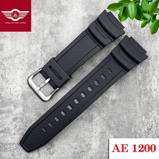 [18MM] Dây đồng hồ cao su dùng cho Casio AE1000 GSHOCK W-735H SGW300H màu đen siếu mềm