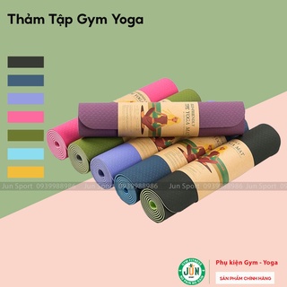 Thảm tập yoga gym 2 lớp TPE Jun Sport dày 6mm, không mùi, chống trơn trượt