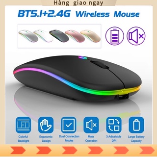 Chuột không dây kết nối Bluetooth siêu mỏng có đèn LED nhiều màu sắc phù hợp cho chơi game iPad Laptop