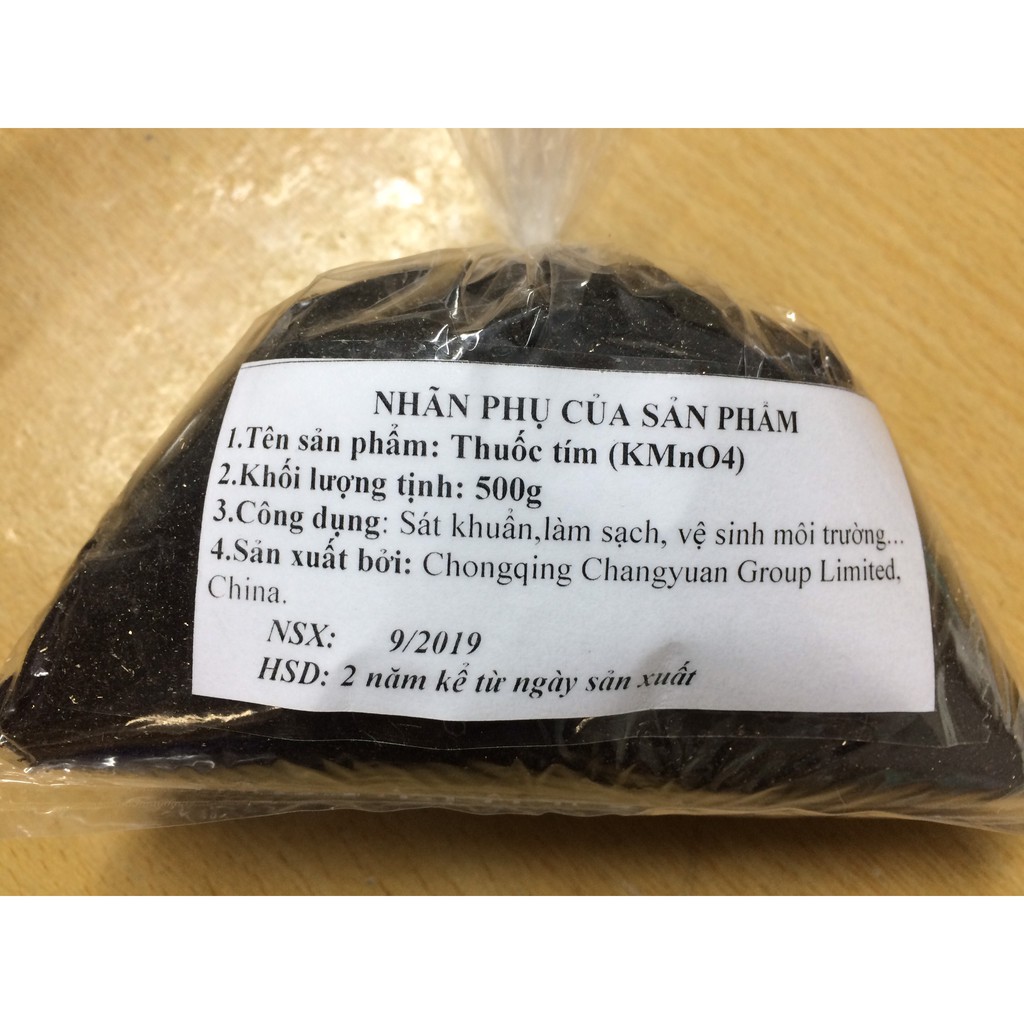 [500g] Bột tím-KMnO4 chỉ dùng vệ sinh ao hồ, kết hợp tẩy mốc áo trắng.