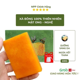 Xà Bông Nghệ Mật Ong Sinh Dược 100gr, Xà Bông Nghệ Thiên Nhiên Ngừa Mụn, Trắng Da, Mờ Vết Thâm