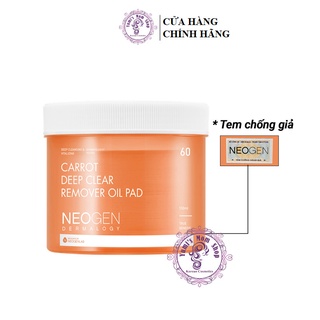 Miếng Dầu Tẩy Trang Neogen Dermalogy Carrot Deep Clear Oil Pad 60 miếng