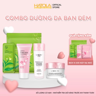 Bộ dưỡng da cơ bản ban đêm sữa rửa mặt toner mặt nạ ngủ kem dưỡng da giúp da ẩm mướt căng mịn trắng hồng Hatola