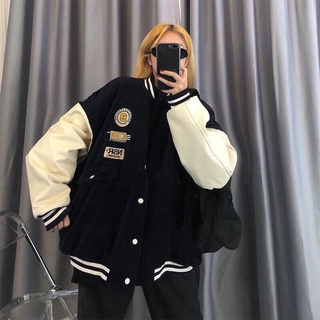 ÁO BOMBER NHUNG PHỐI TAY THÊU LOGO ( tay be thân đen )